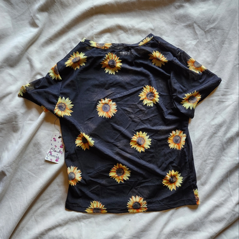 Cloud Dancer Sunflower Mesh Crop Top ( Small ) - Picture 2 of 7